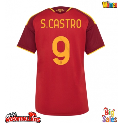 AS Roma Santiago Castro #9 Replica Home Stadium Shirt for Women 2026-27 Short Sleeve